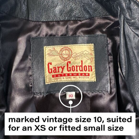 Vintage Gary Gordon Black Leather Jacket Sz XS/S Moto Y2K 90s Western Goth Biker - Picture 9 of 10